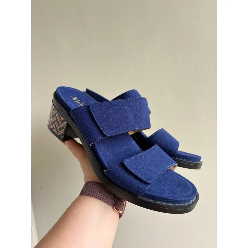 NWOB Alegria Tia Slide‎ Sandal Womens 40 Leather Adjustable Block Heel Comfort